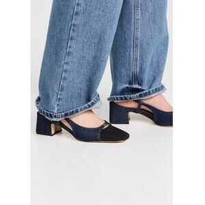 Sam Edelman Women's Navy Black Tarra Slingback Heel Sandals Size 8.5M
